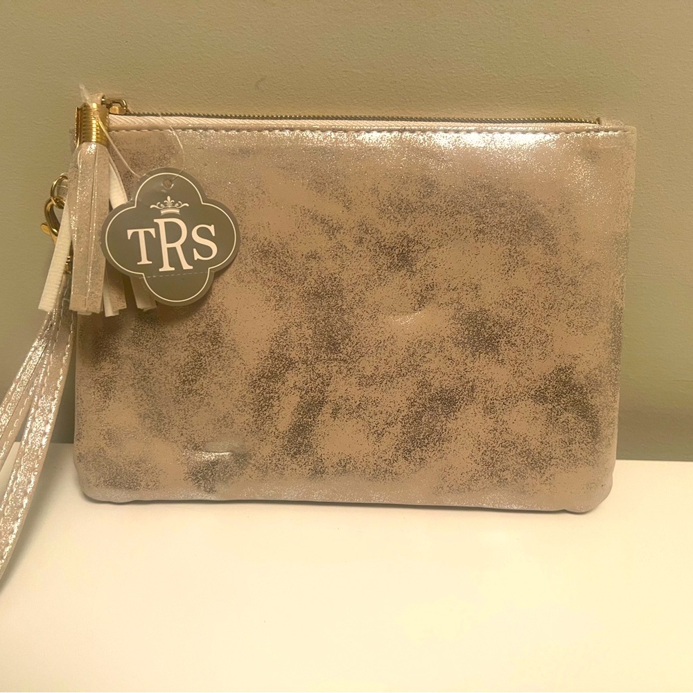 The Royal Standard Shimmering Beige Wristlet Clutch